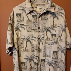 Banana cabana Large 100% silk Hawaiian camp